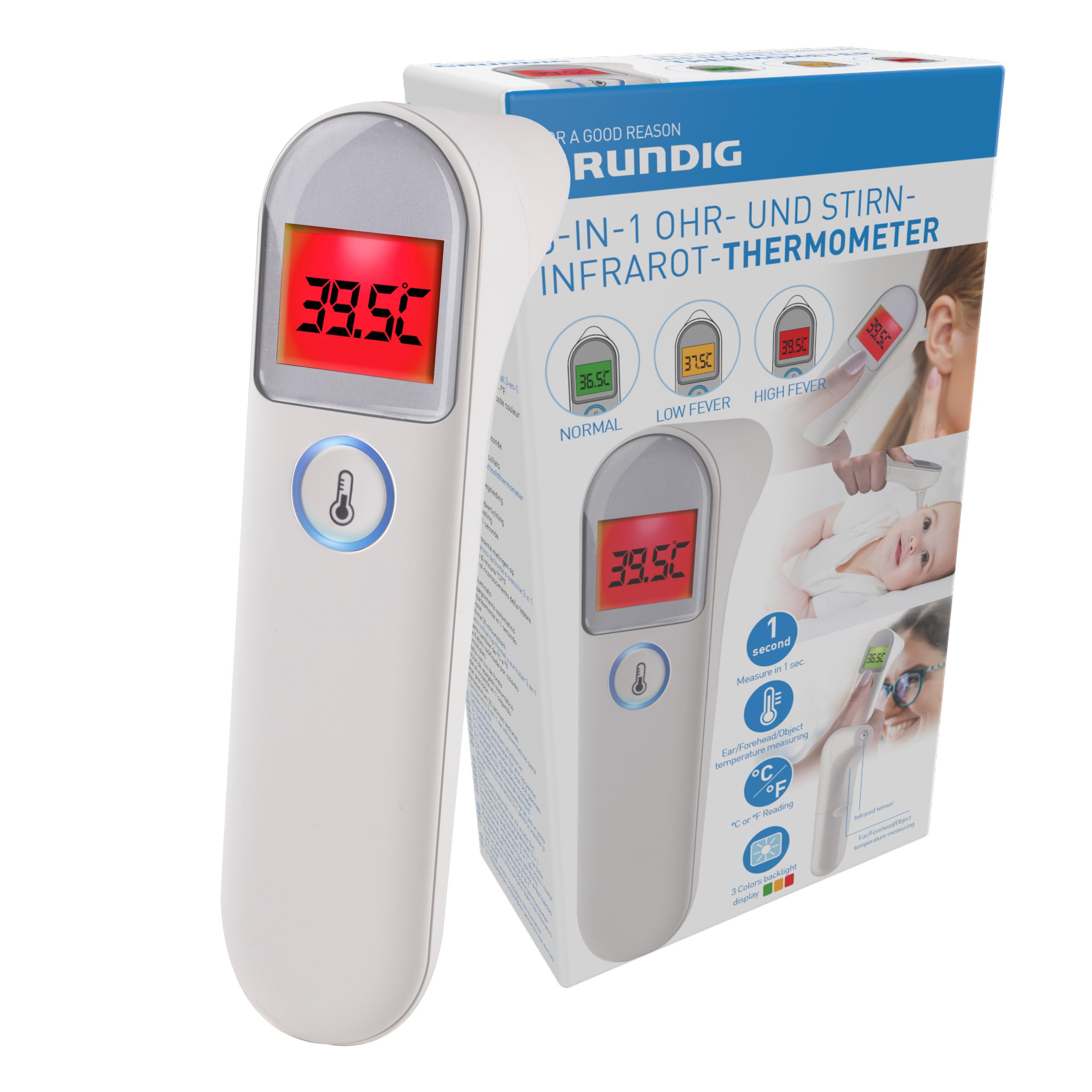 Grundig Thermomètre Numérique Infrarouge Pour Bébés Et Enfant - Sans Contact