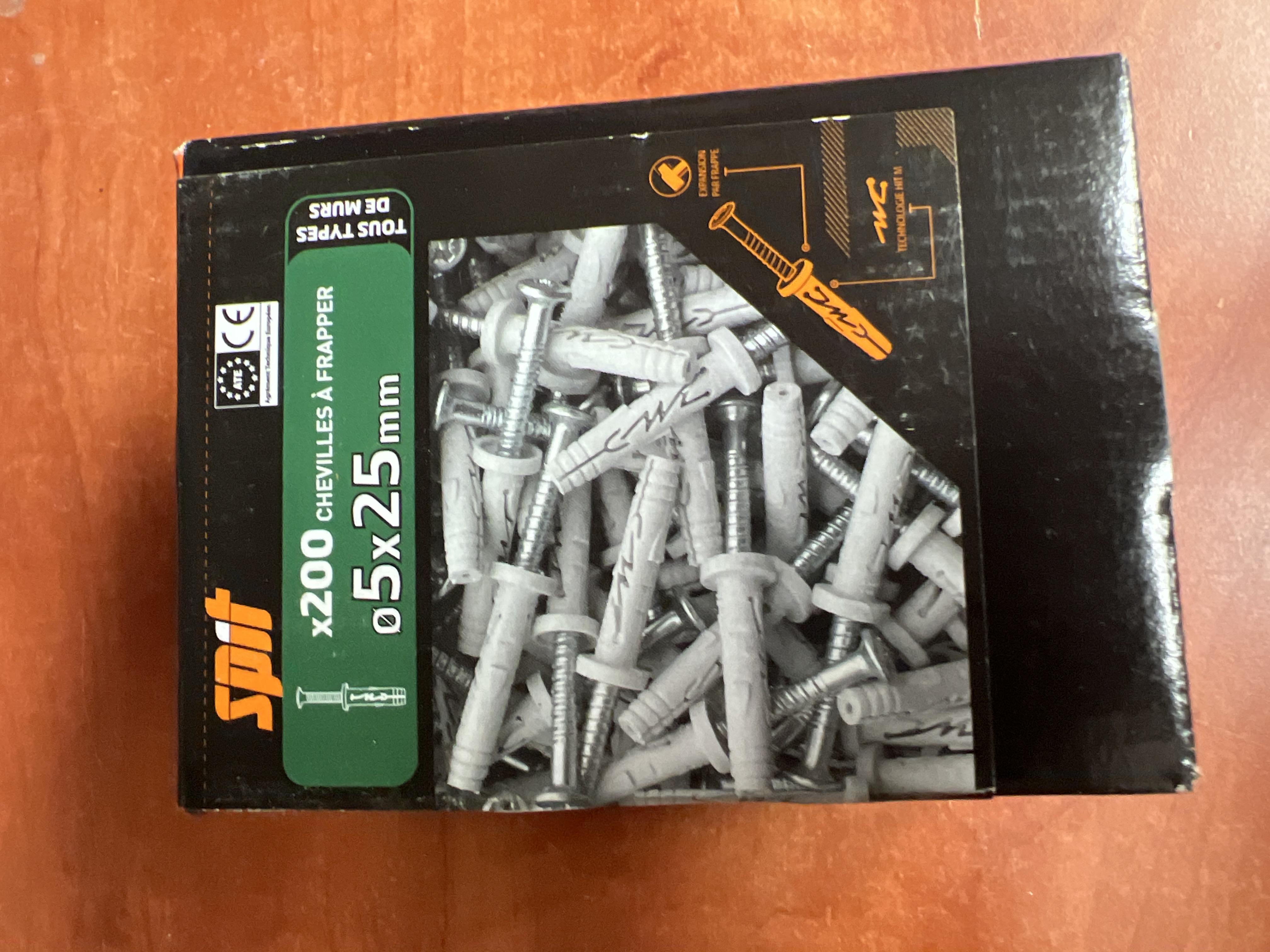 Spit lot de 200 chevilles à frapper nylon 5 x 25 mm