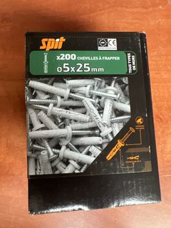 Spit lot de 200 chevilles à frapper nylon 5 x 25 mm
