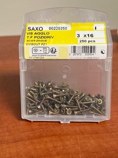SAXO Vis agglo T.F Pozidriv 3 x 16 acier zingué (embout PZ1, boîte 250 pcs)