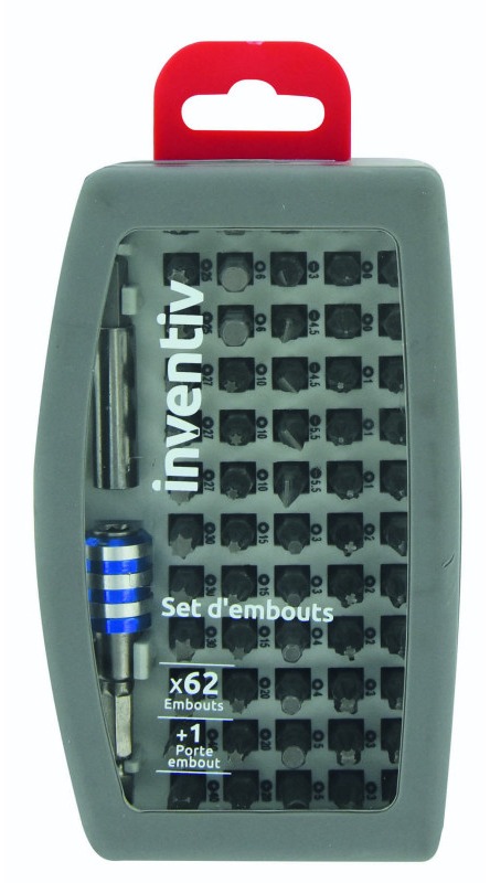 Coffret 62 embouts de vissage avec PE PH/PZ/TX - INVENTIV