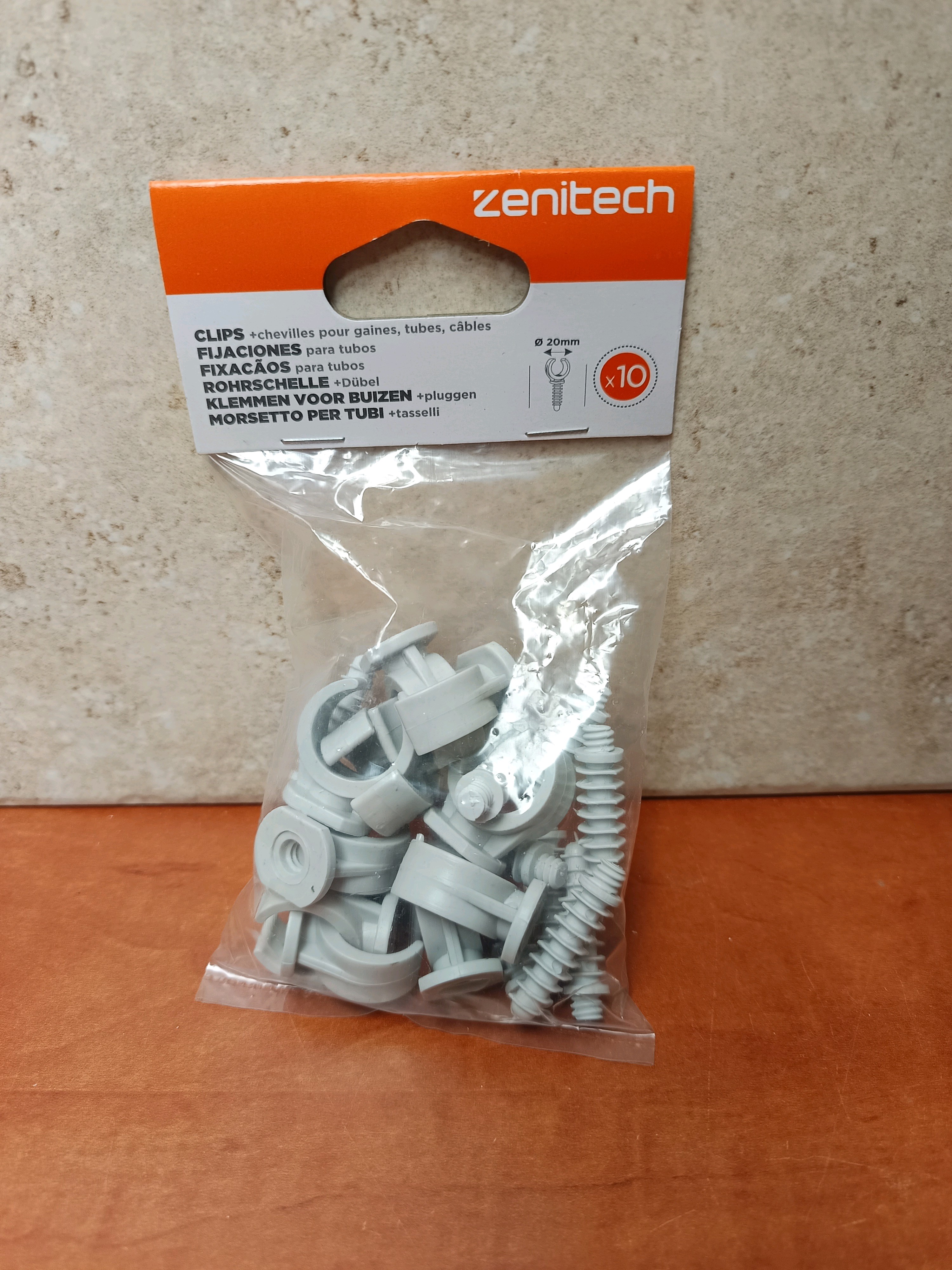 Zenitech Clips avec chevilles pour tubes et câbles (x10)