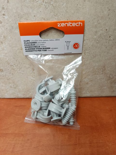 Zenitech Clips avec chevilles pour tubes et câbles (x10)