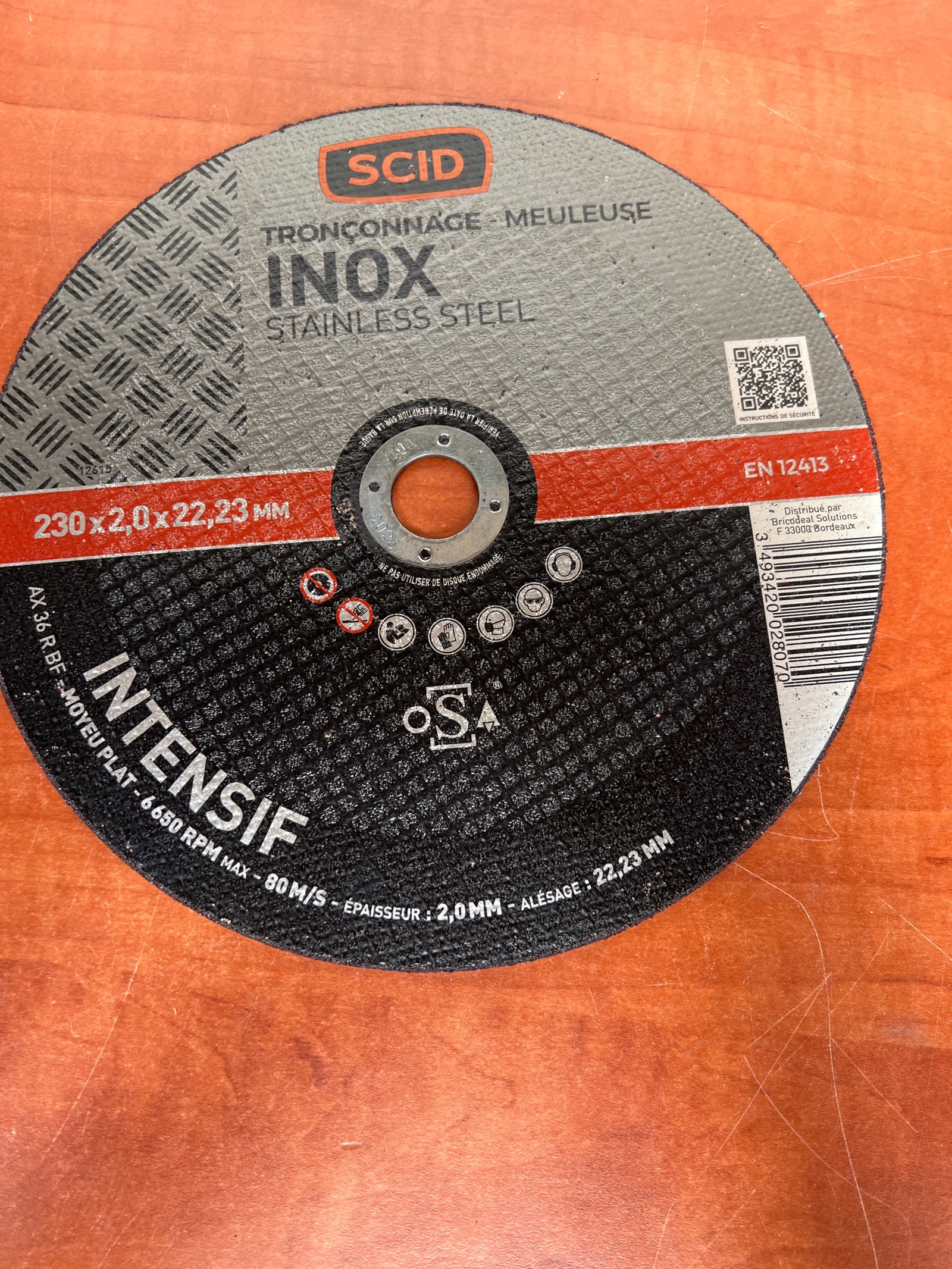 SCID Intensif Inox - Disque de tronçonnage 230 x 2,0 x 22,23 mm