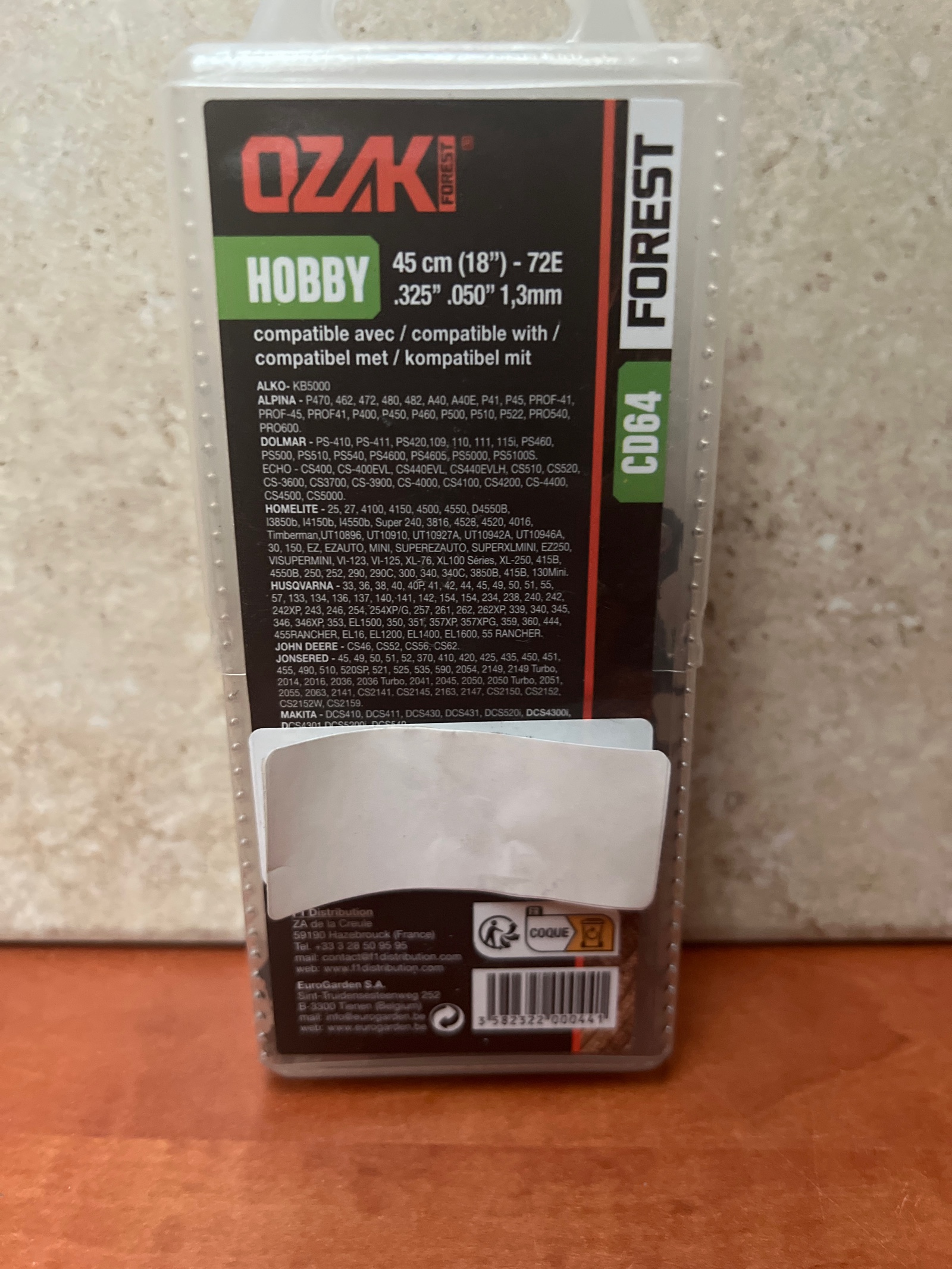 Ozaki C064 chaîne pour tronçonneuse 18'' (45 cm), 72 maillons, pas .325'', jauge .050'' (1,3 mm) — photo 2