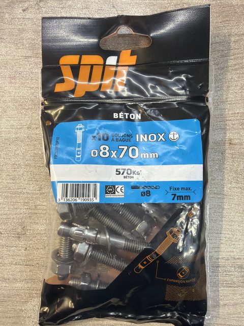 Spit goujons d’ancrage inox Ø8 x 70 mm pour béton