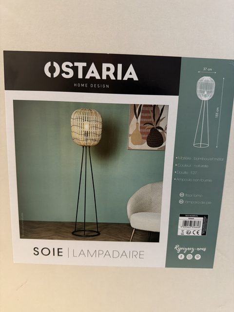 Lampadaire Ostaria Soie en bambou et métal 155 cm