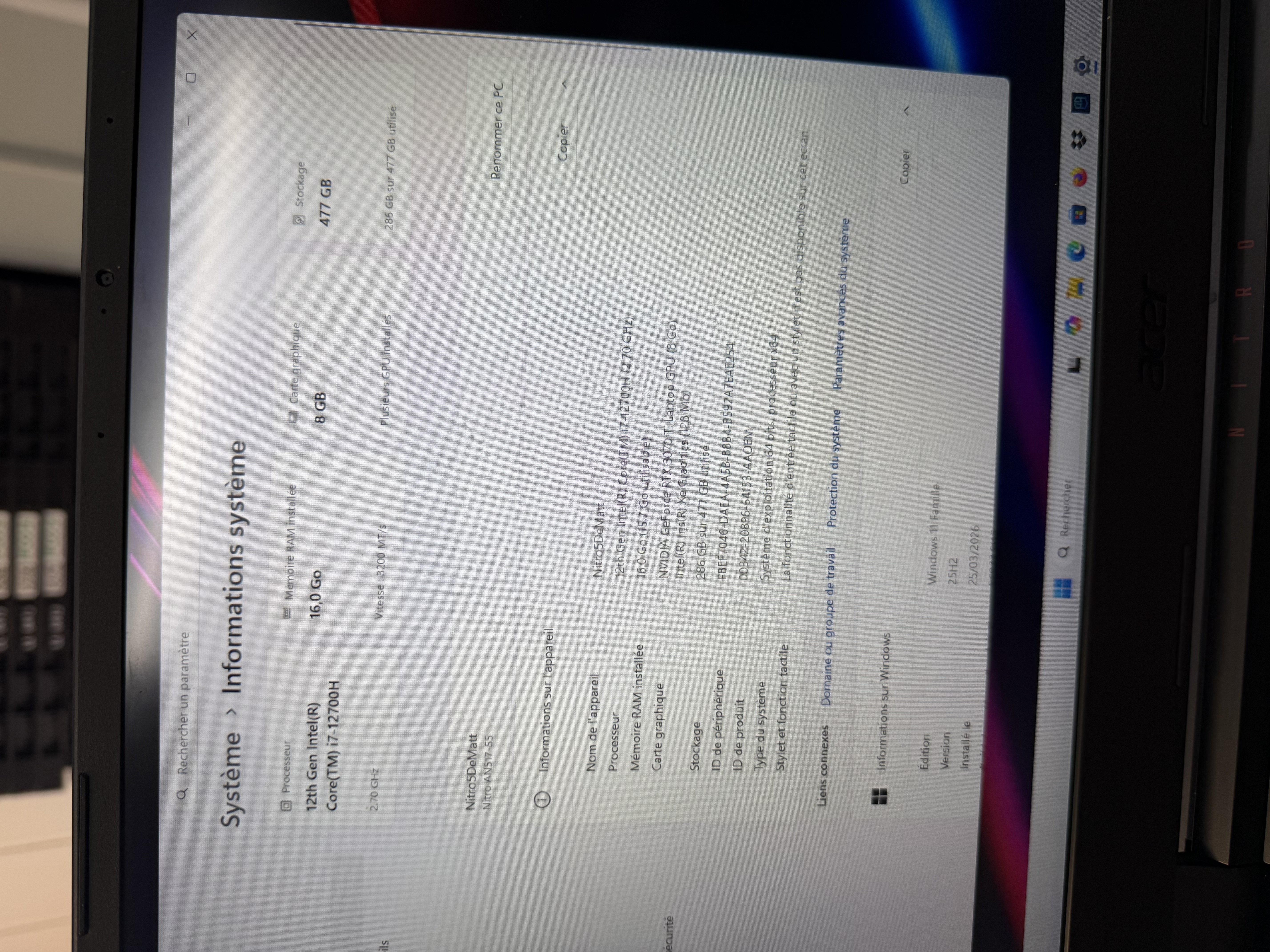 Acer Nitro 5 AN517-55-74K4 i7 RTX 3070 Ti 16 Go 512 Go — photo 3