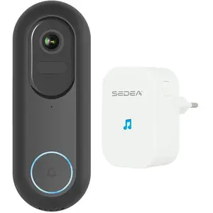Sedea sonnette connectée Wi‑Fi sur batterie avec carillon sans fil