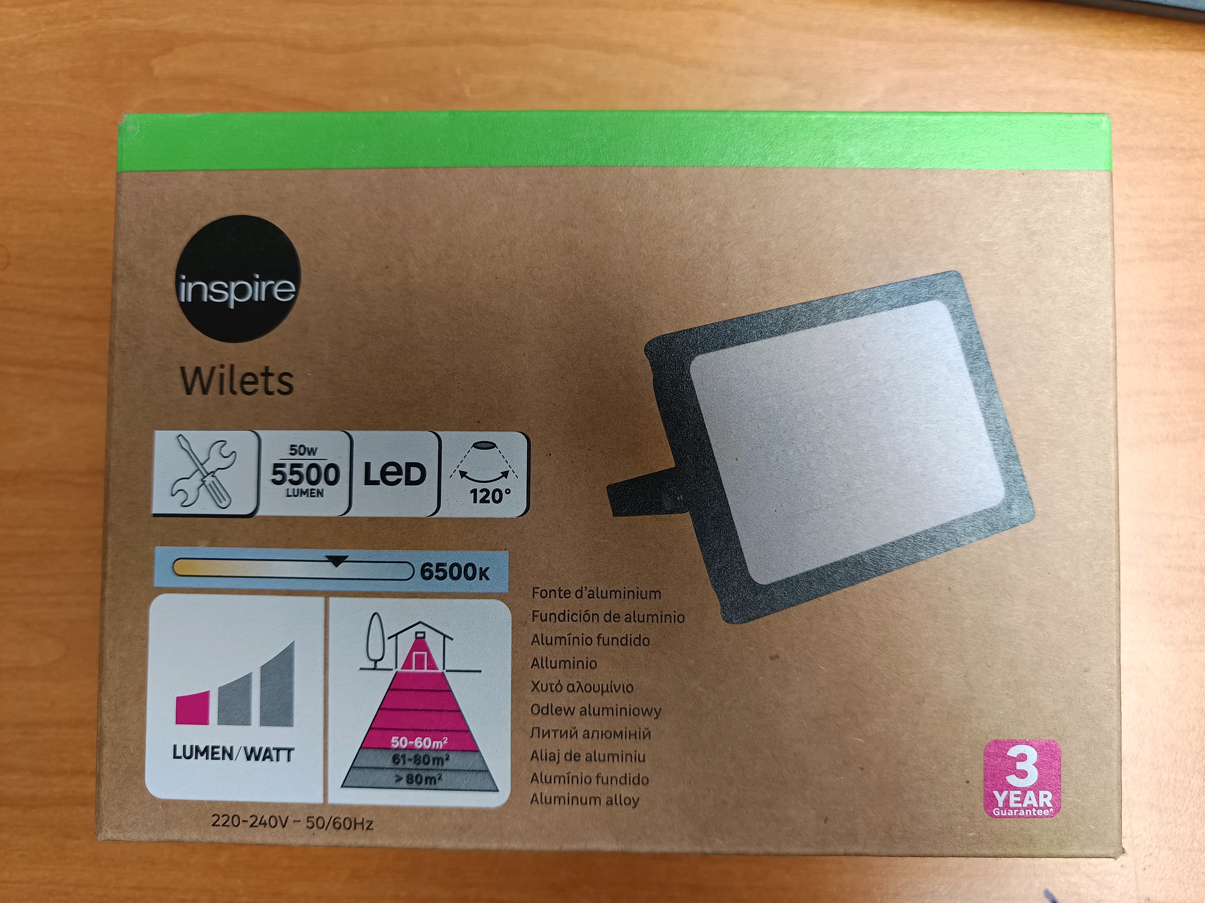 Projecteur LED Inspire Wilets 50W, 5500 lm, 120°, 6500K