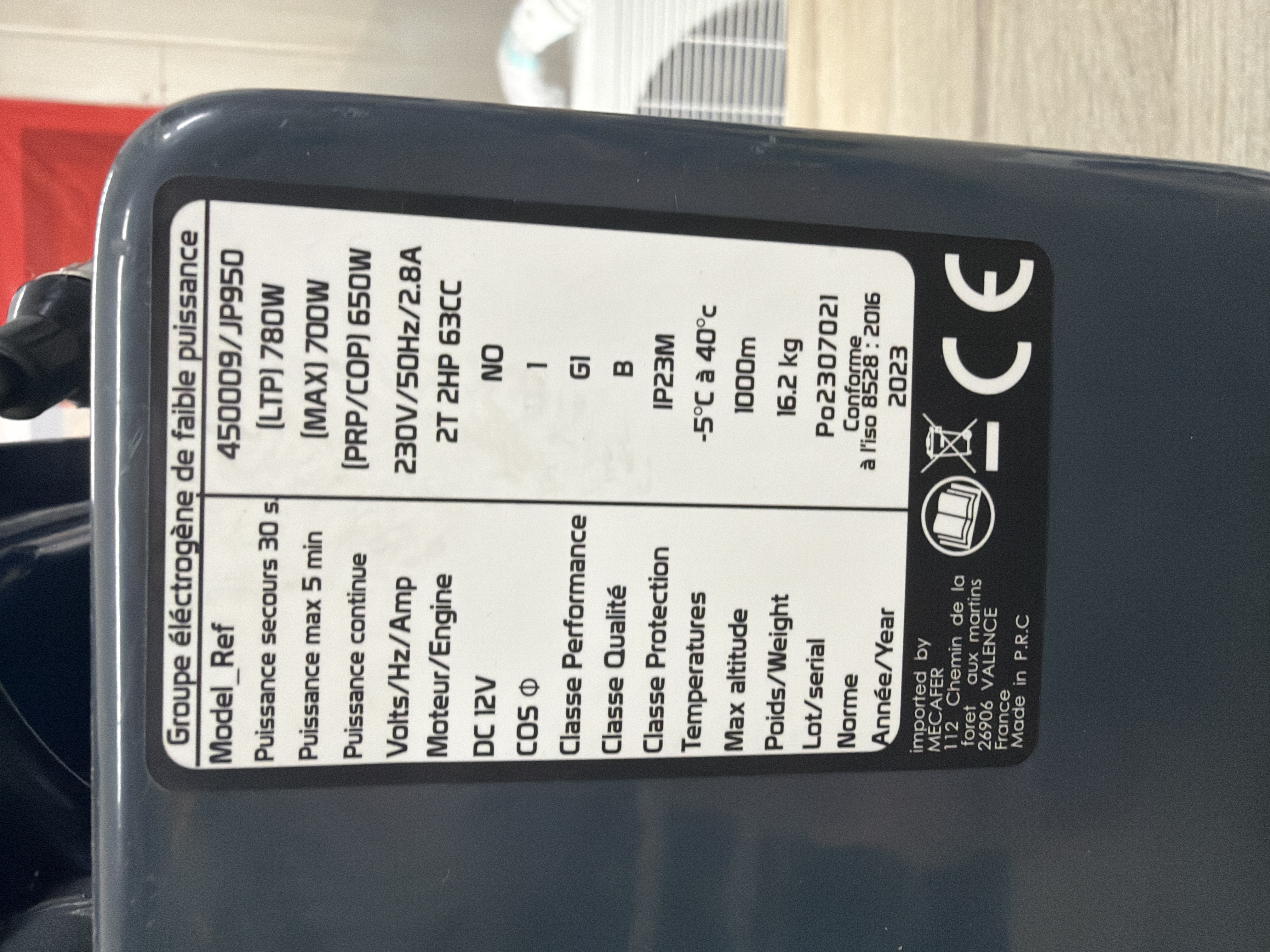 Groupe électrogène Mercure MC950 780 W — photo 2