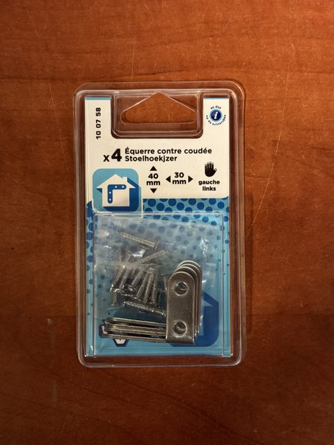 Kit de 4 équerres coudées avec vis