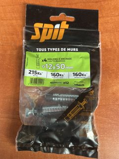 SPIT Prima lot de 4 goujons d’ancrage Ø12 x 50 mm