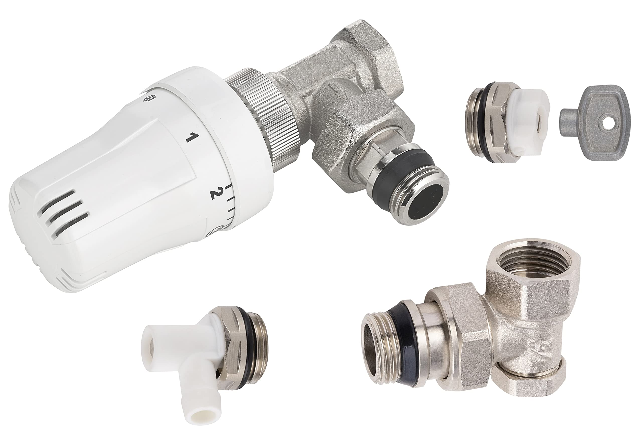 Kit complet robinet de radiateur thermostatique équerre 15x21 NOYON & THIEBAULT