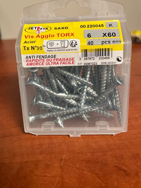 Jetfix Saxo vis agglo TORX 6 x 60 acier TX n°30 (boîte env. 40 pcs)