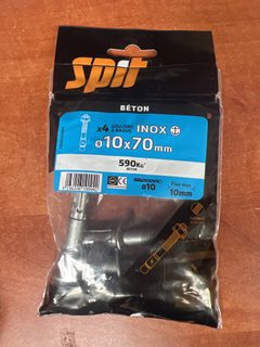 SPIT lot de 4 goujons d’ancrage à bague inox Ø10 x 70 mm