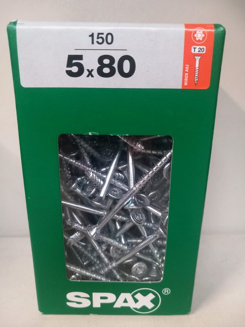 Boîte de 150 vis SPAX 5 x 80 Torx T20