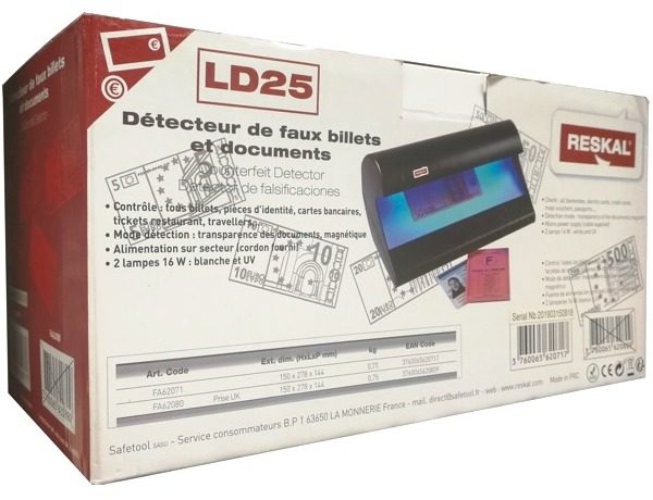 Détecteur de faux billets Reskal LD25