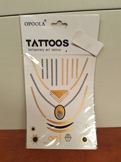 Planche de tatouages temporaires dorés et noirs OPOOLA