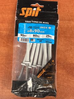 Lot de 10 chevilles à frapper inox Spit 8 x 90 mm