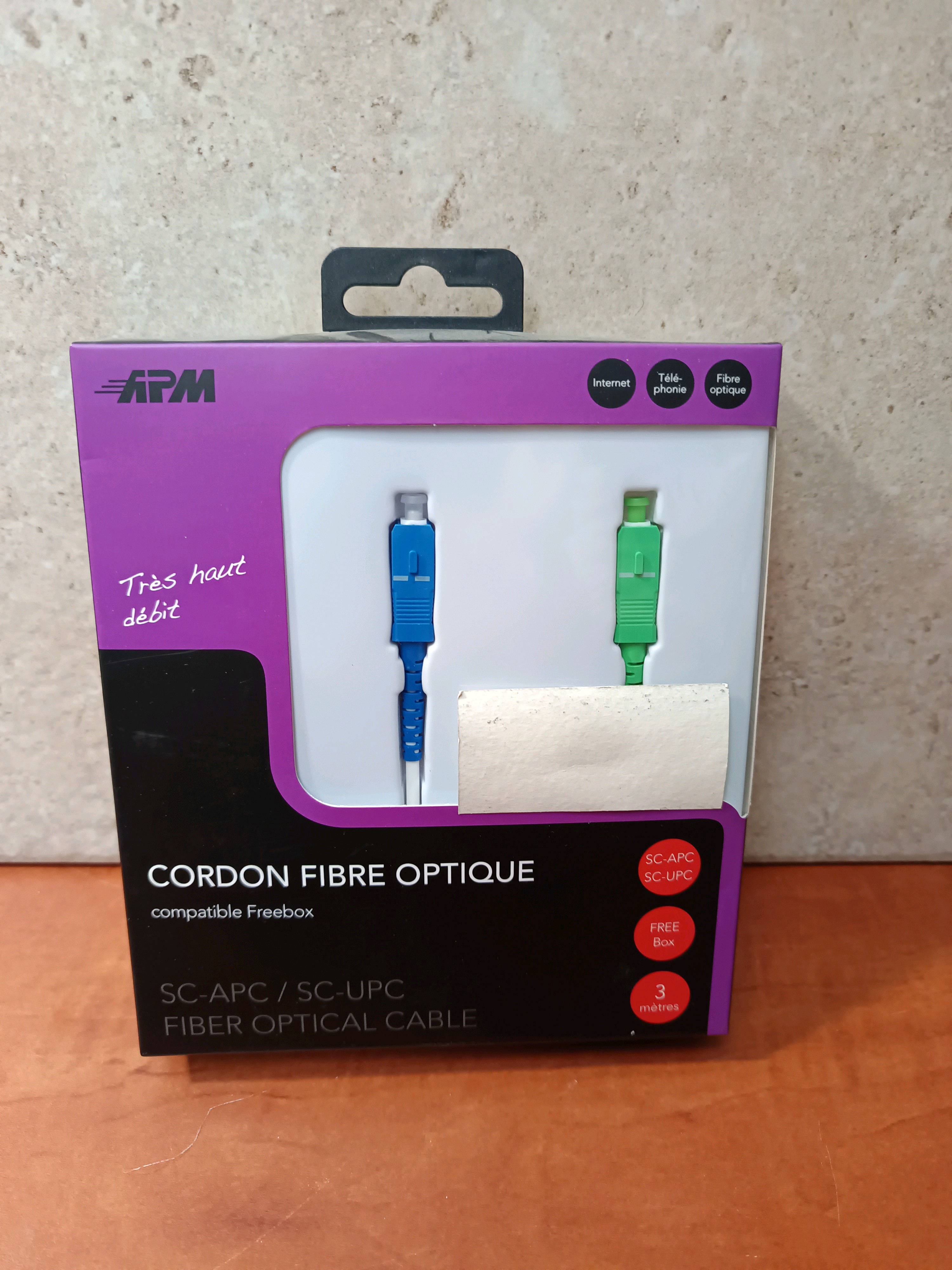 ARM Cordon fibre optique SC-APC vers SC-UPC 3 m (compatible Freebox)