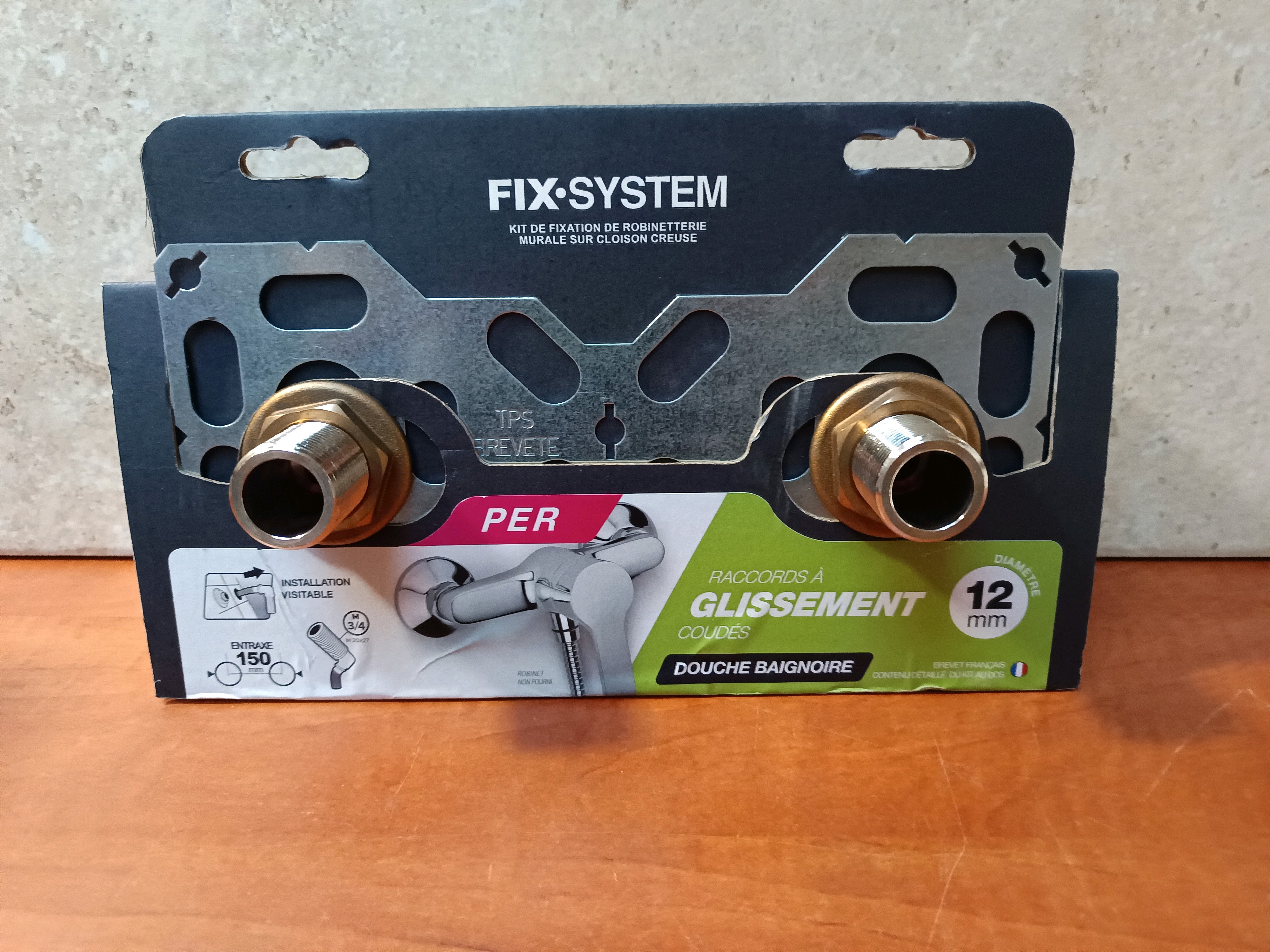 Fix-System Kit PER à glissement douche/baignoire 12 mm - raccords coudés