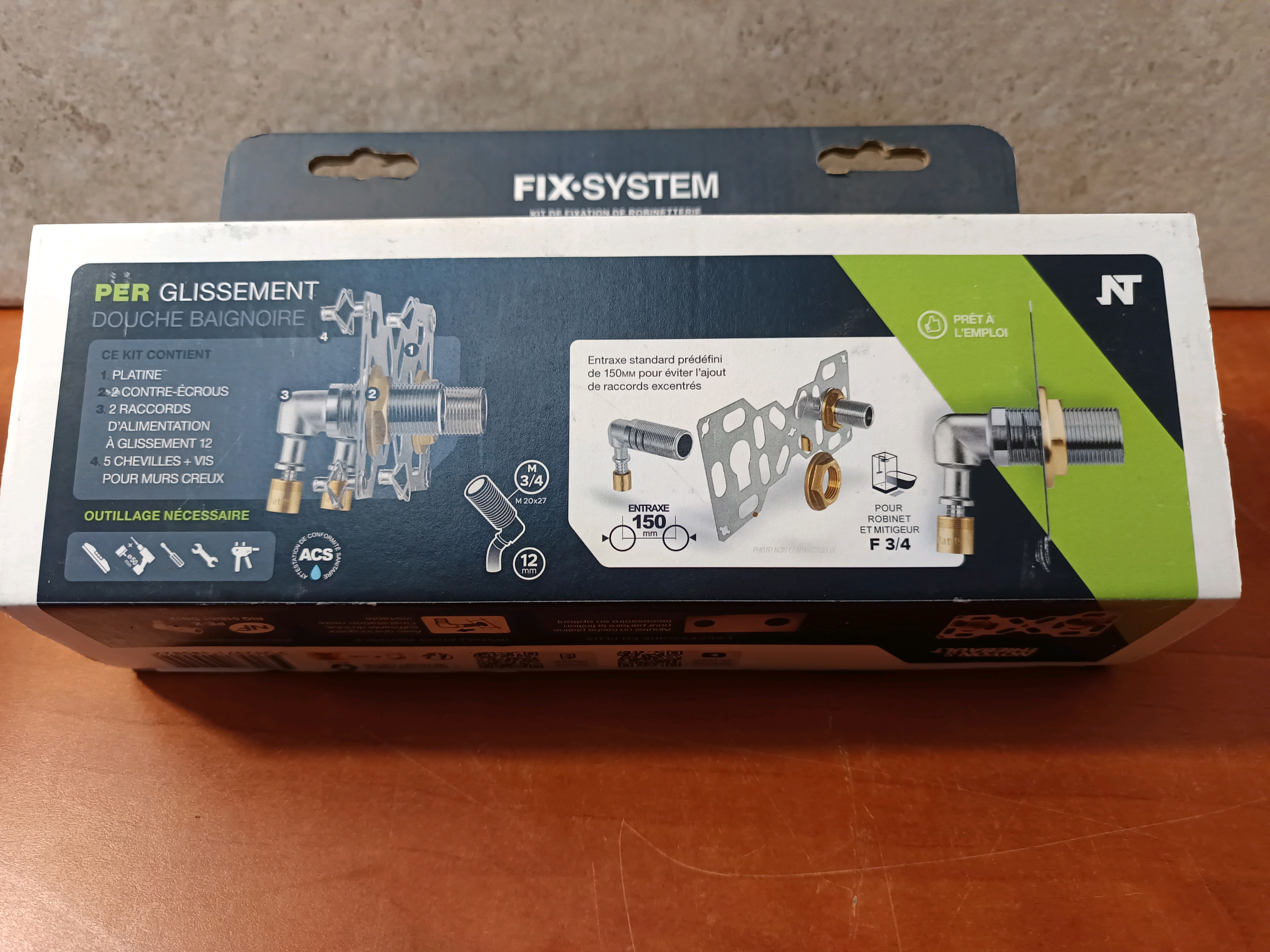 Fix-System Kit PER à glissement douche/baignoire 12 mm - raccords coudés — photo 2