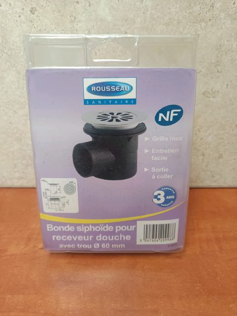 Rousseau Sanitaire Bonde siphoïde pour receveur de douche Ø 60 mm