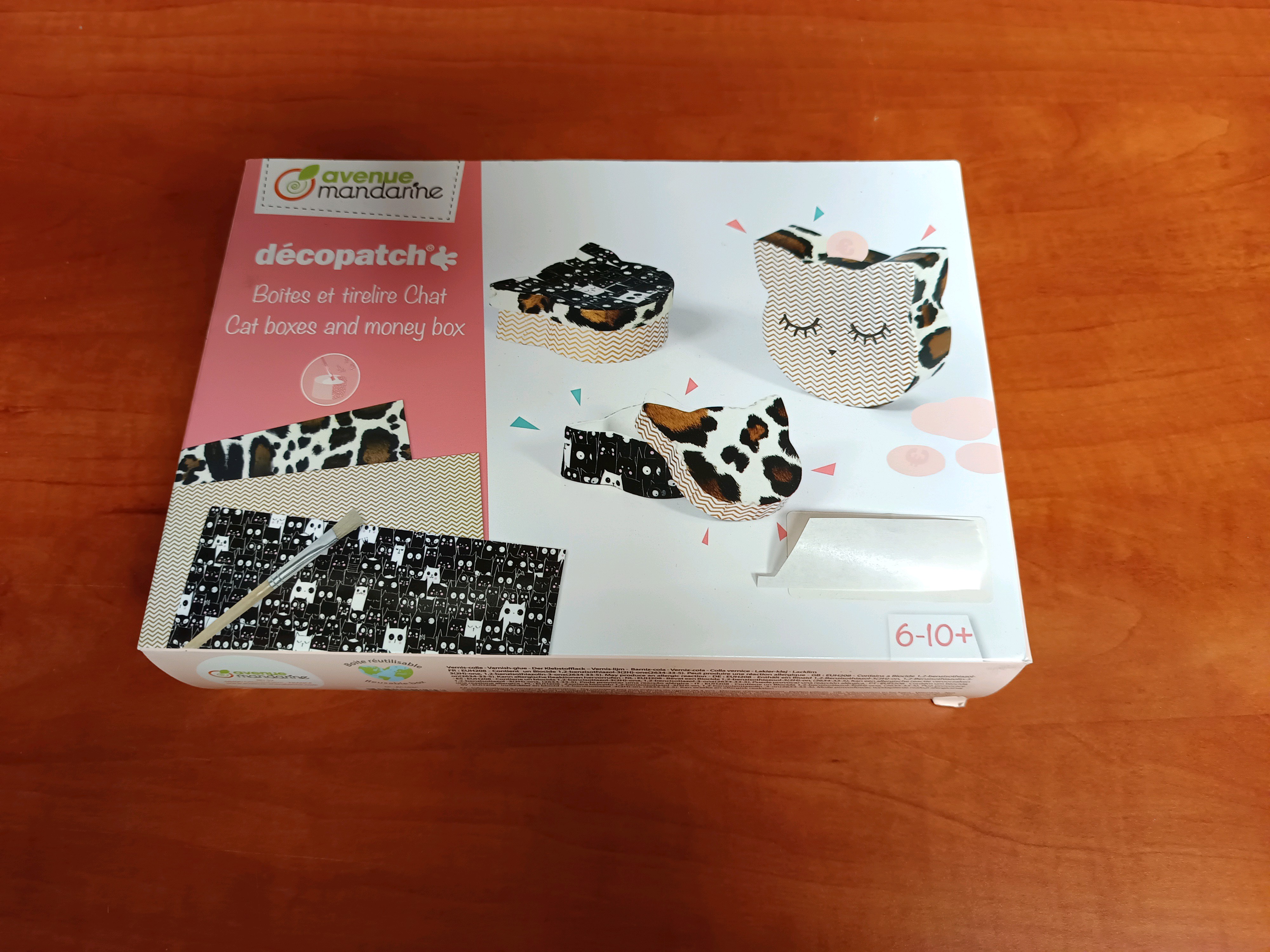 Avenue Mandarine Décopatch+ – Boîtes et tirelire Chat (kit créatif)