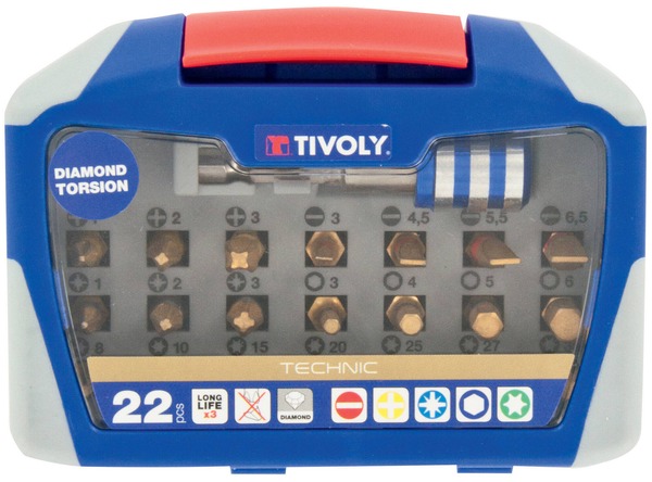 Tivoly 11521572005 Coffret d'Embouts de Vissage Torsion Diamant TECHNIC 22 pcs