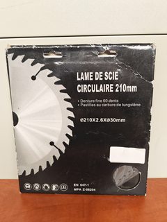 Lame de scie circulaire carbure 210 mm 60 dents alésage 30 mm