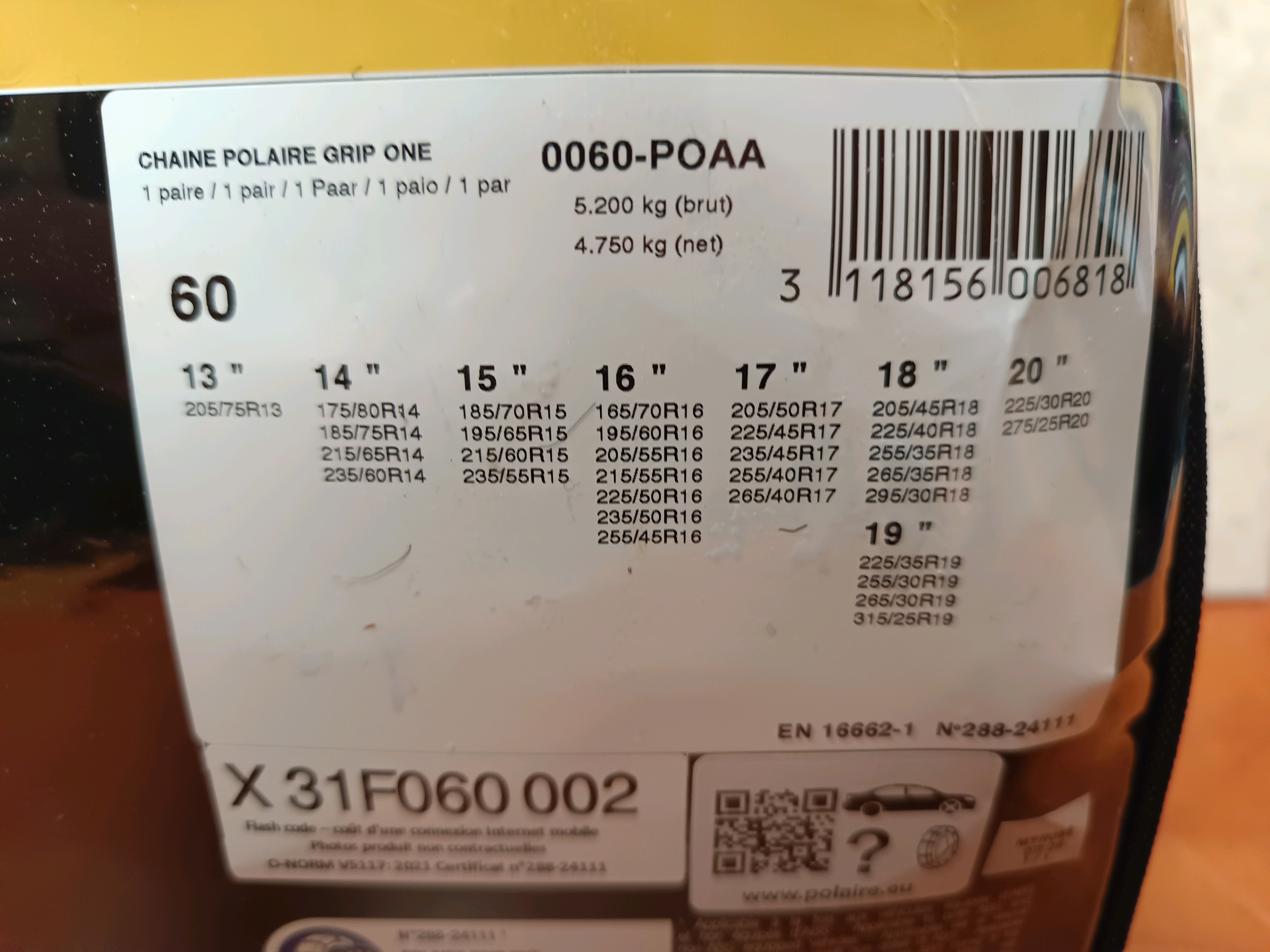 Polaire Grip One – chaînes neige taille 60 (0060-POAA) — photo 2