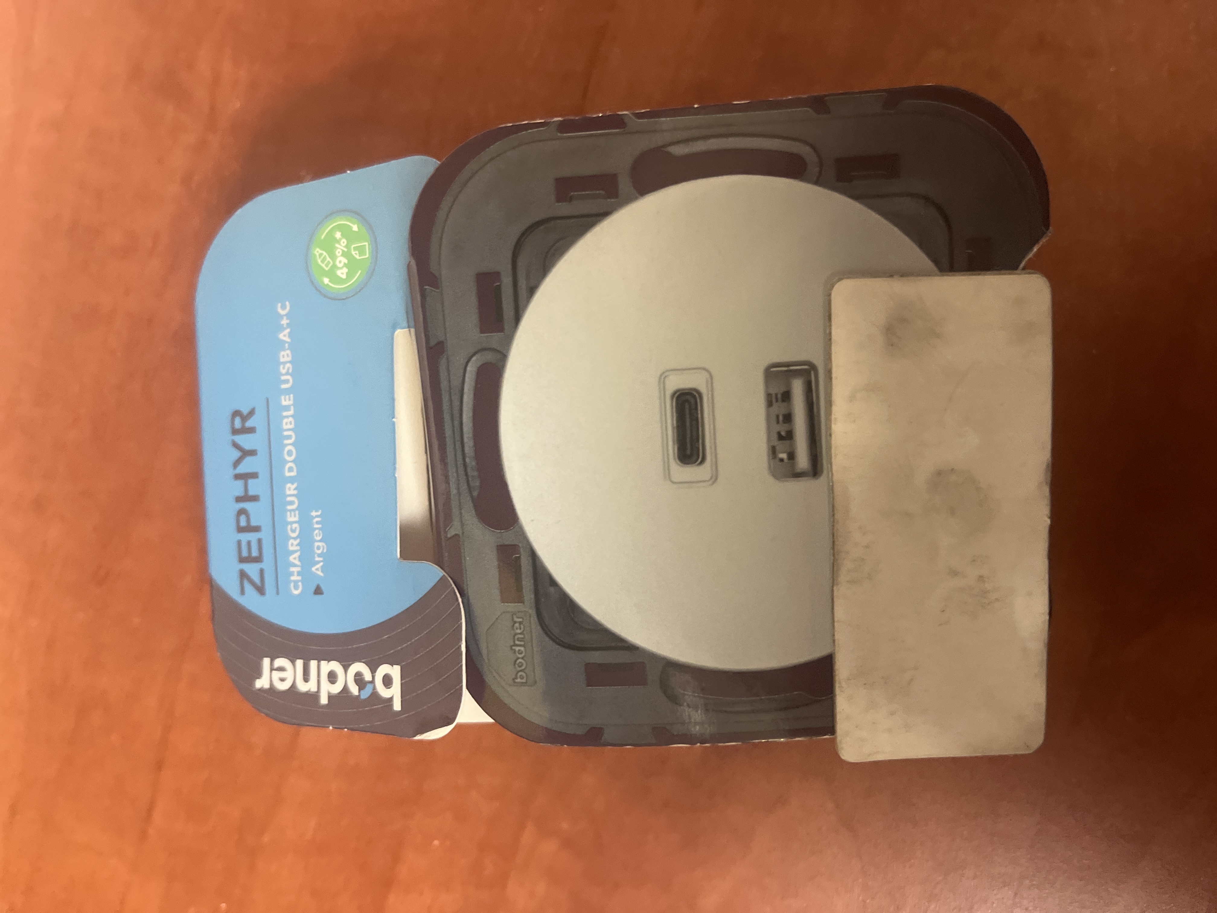 Bodner Zephyr chargeur double USB-A + USB-C - Argent