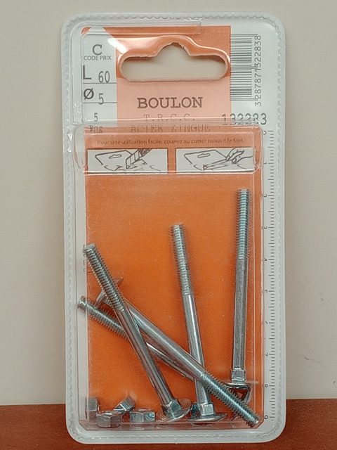 SAXO boulons TRCC acier zingué 5x60 mm lot de 5