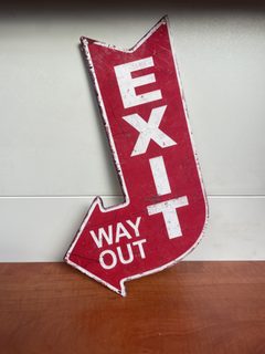 Panneau flèche EXIT WAY OUT rouge