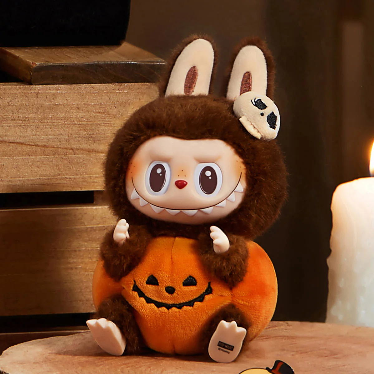 POP MART Labubu Happy Halloween Party Sitting Pumpkin pendentif peluche vinyle