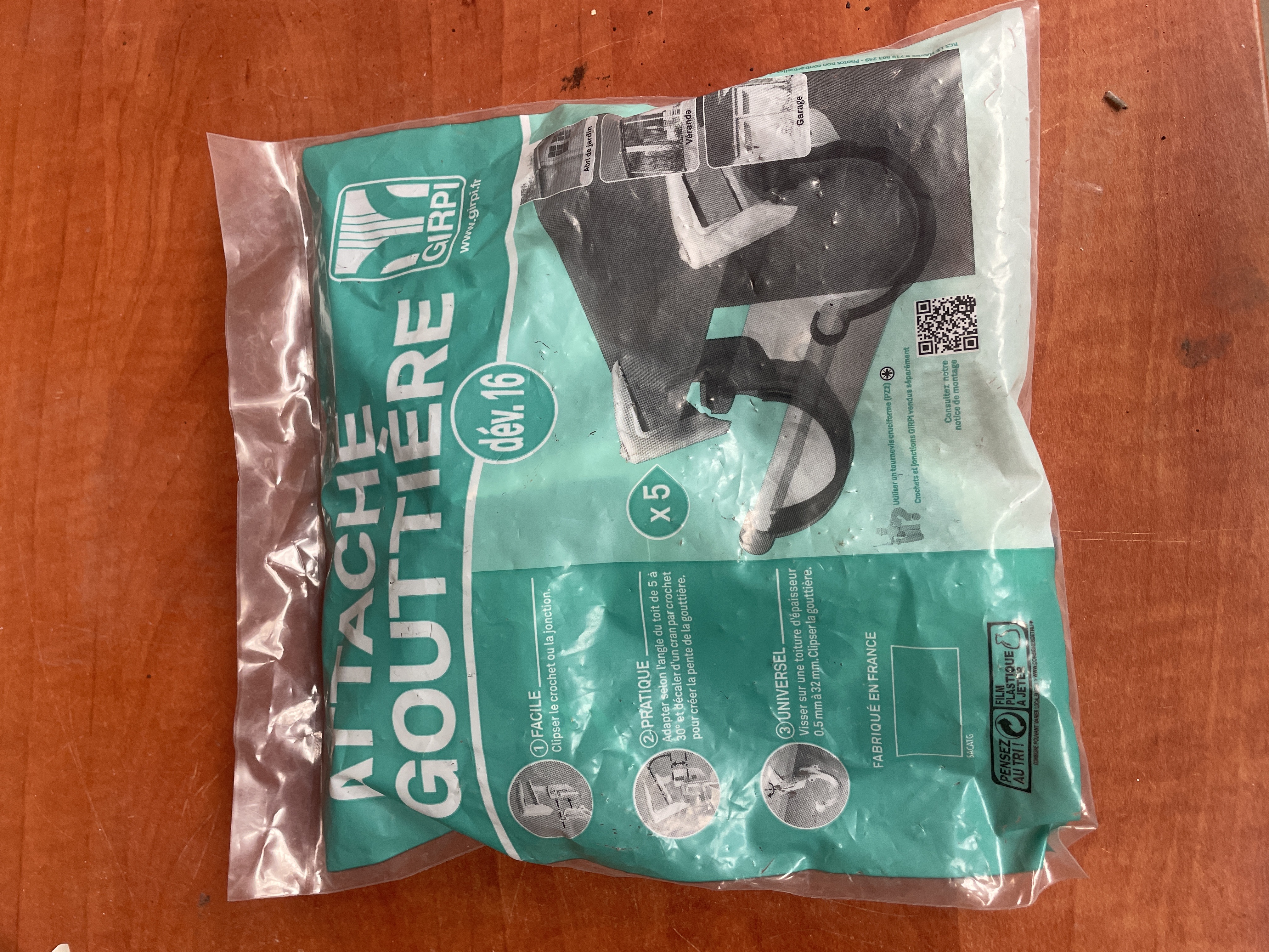 Lot de 5 attaches gouttière Girpi dev.16