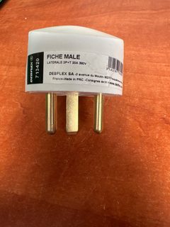 Debflex fiche mâle latérale 2P+T 20A 380V