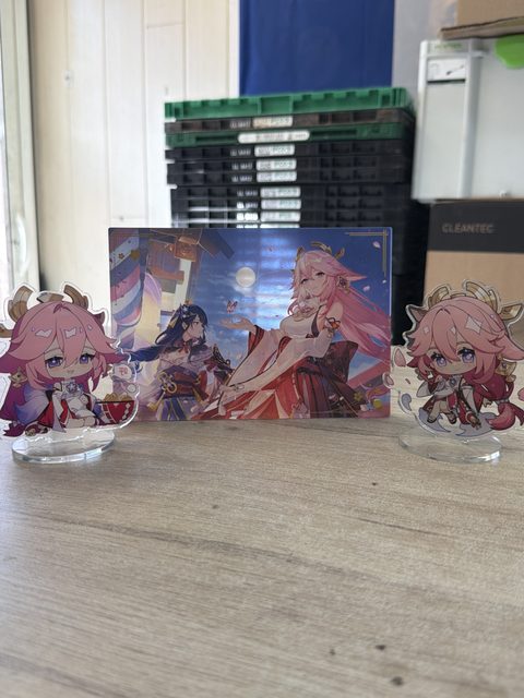 Lot de 3 acrylics Genshin Impact Yae Miko Raiden Shogun