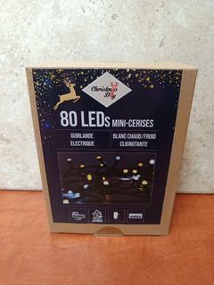 Christmas DIY 80 LEDs Mini-Cerises – guirlande électrique blanc chaud/froid clignotante