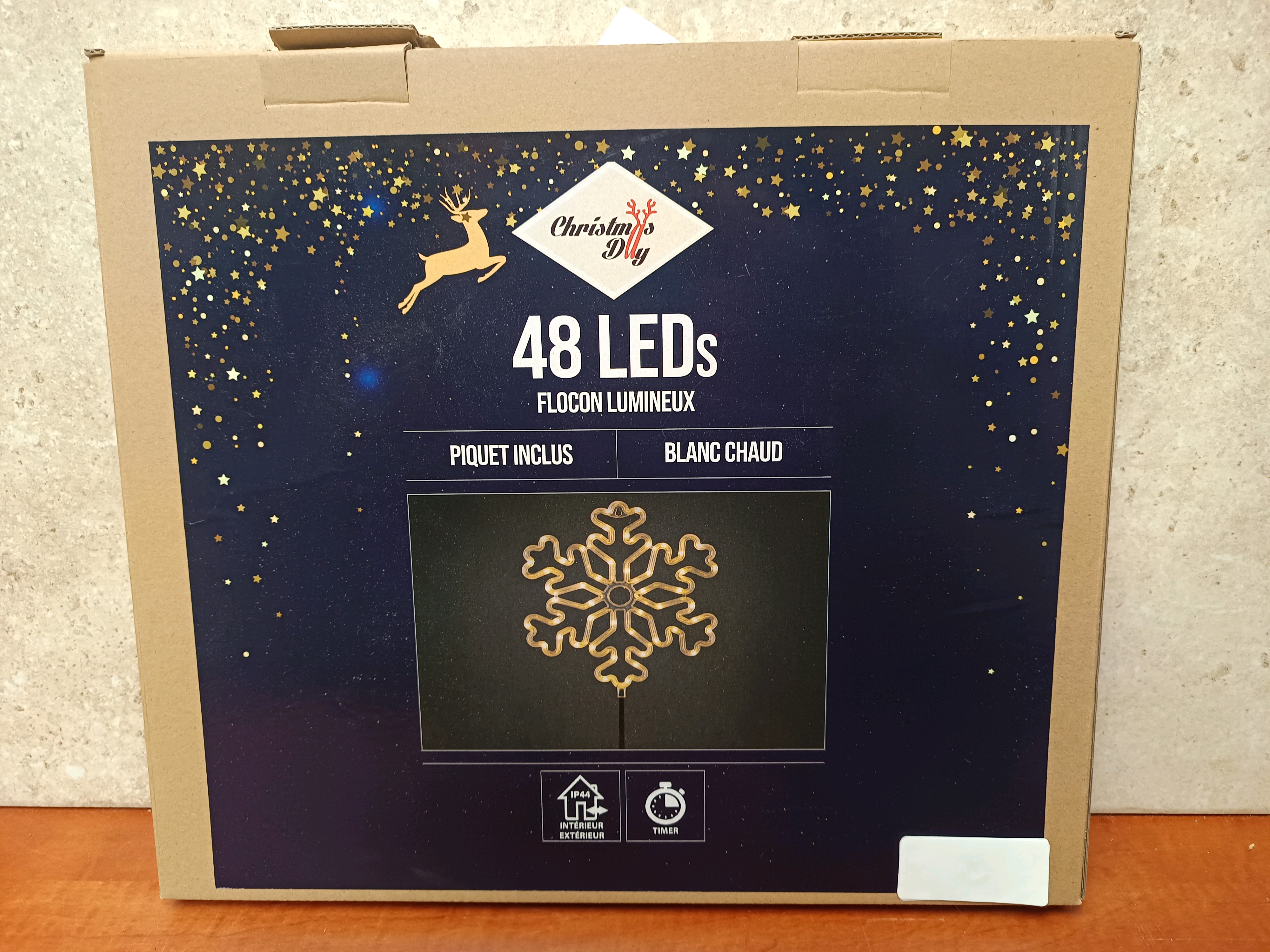 Christmas DIY Flocon lumineux 48 LEDs blanc chaud avec piquet