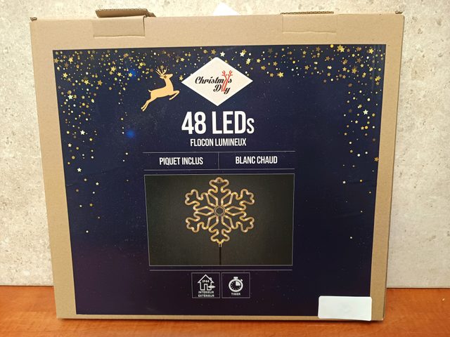 Christmas DIY Flocon lumineux 48 LEDs blanc chaud avec piquet