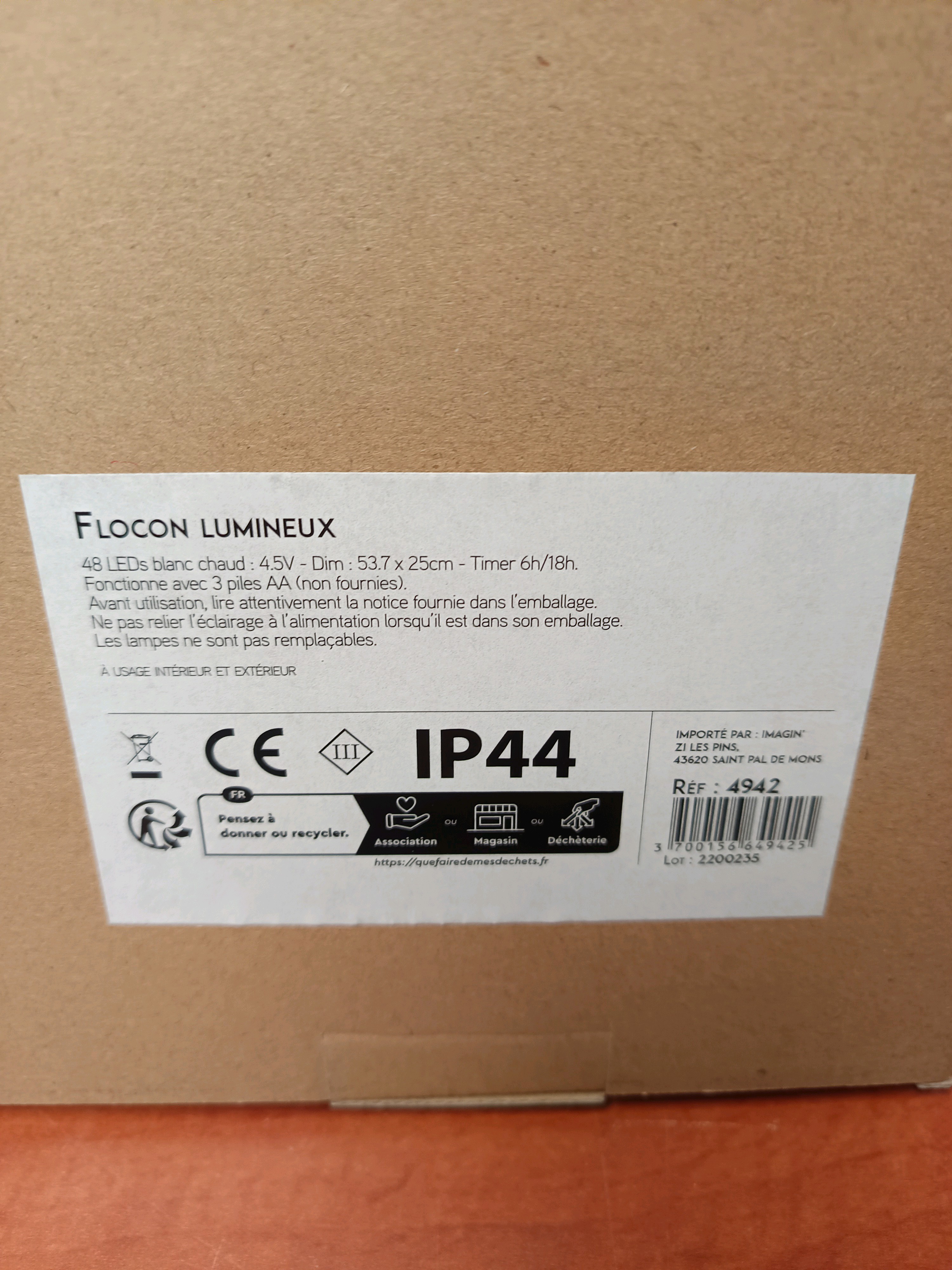 Christmas DIY Flocon lumineux 48 LEDs blanc chaud avec piquet — photo 2