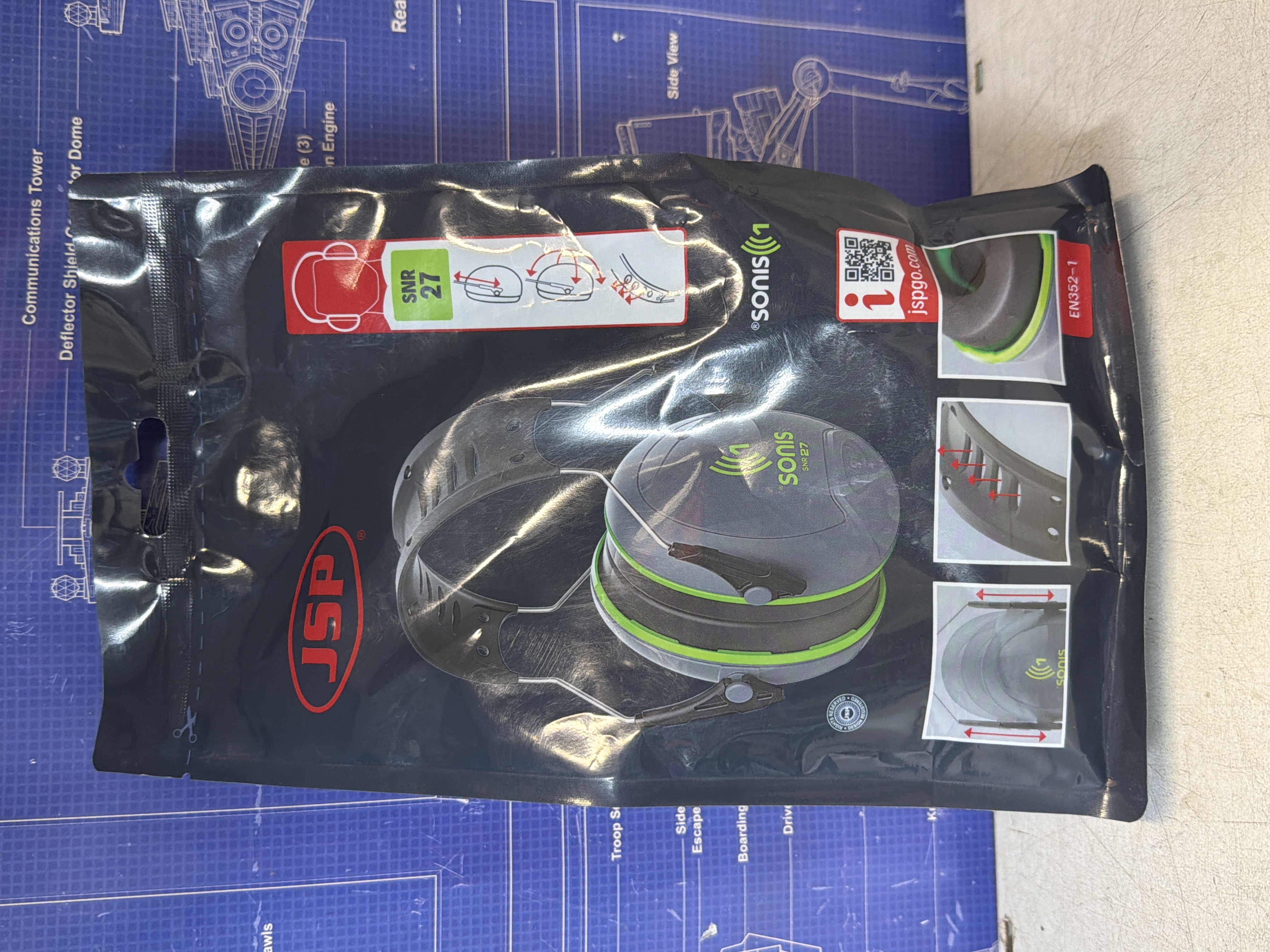 Casque anti-bruit JSP Sonis 1 SNR 27 gris vert