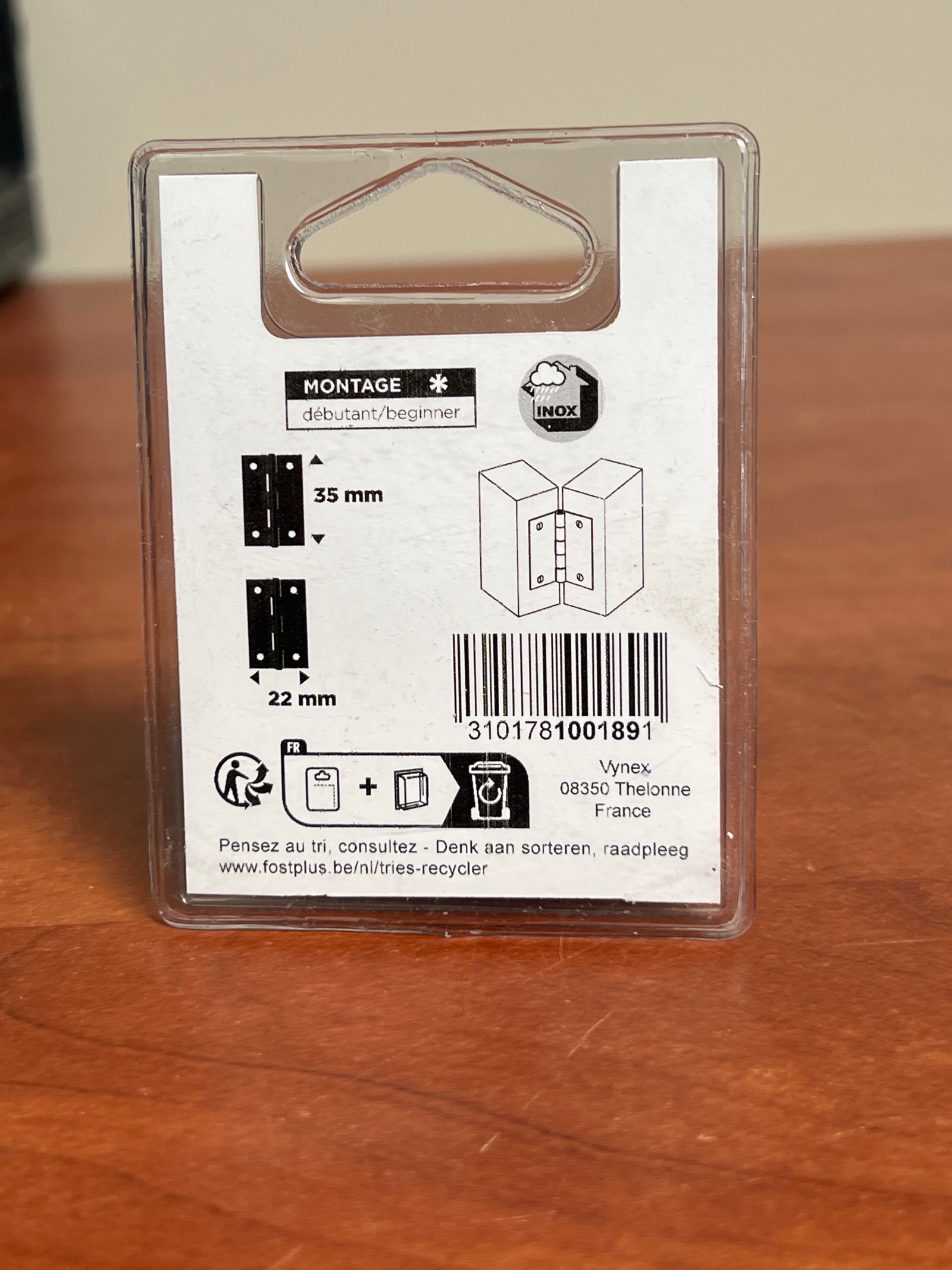 Charnières inox x4 (pack) — photo 2