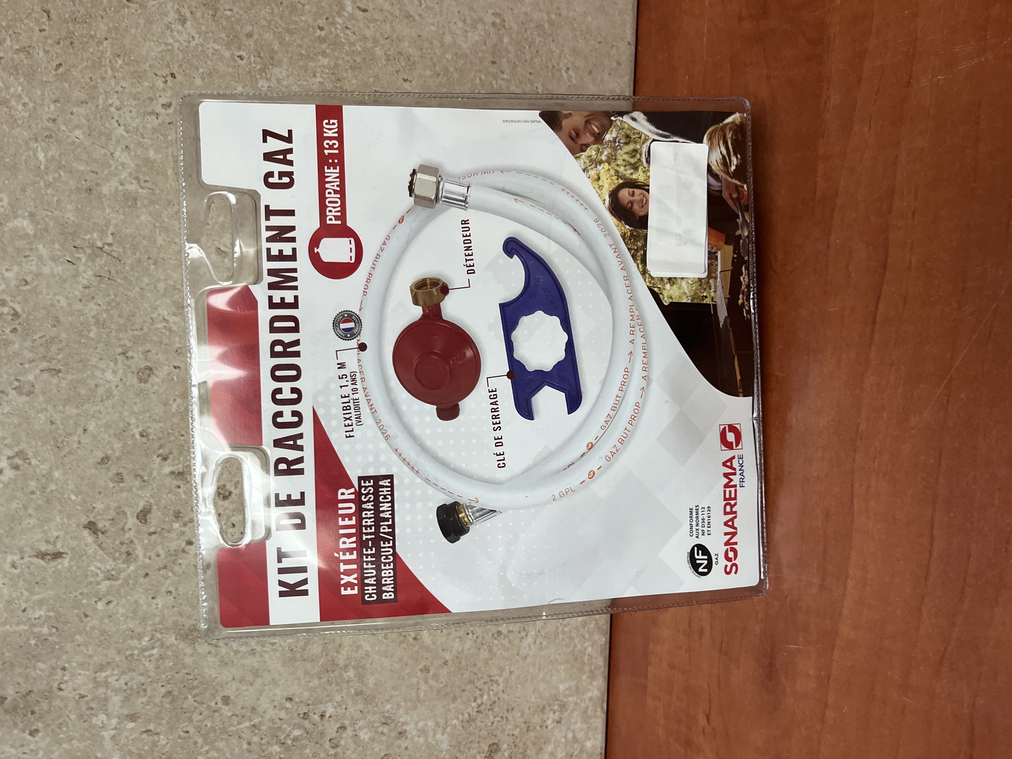 Kit de raccordement gaz propane 13 kg pour extérieur (barbecue/plancha)