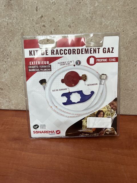 Kit de raccordement gaz propane 13 kg pour extérieur (barbecue/plancha)