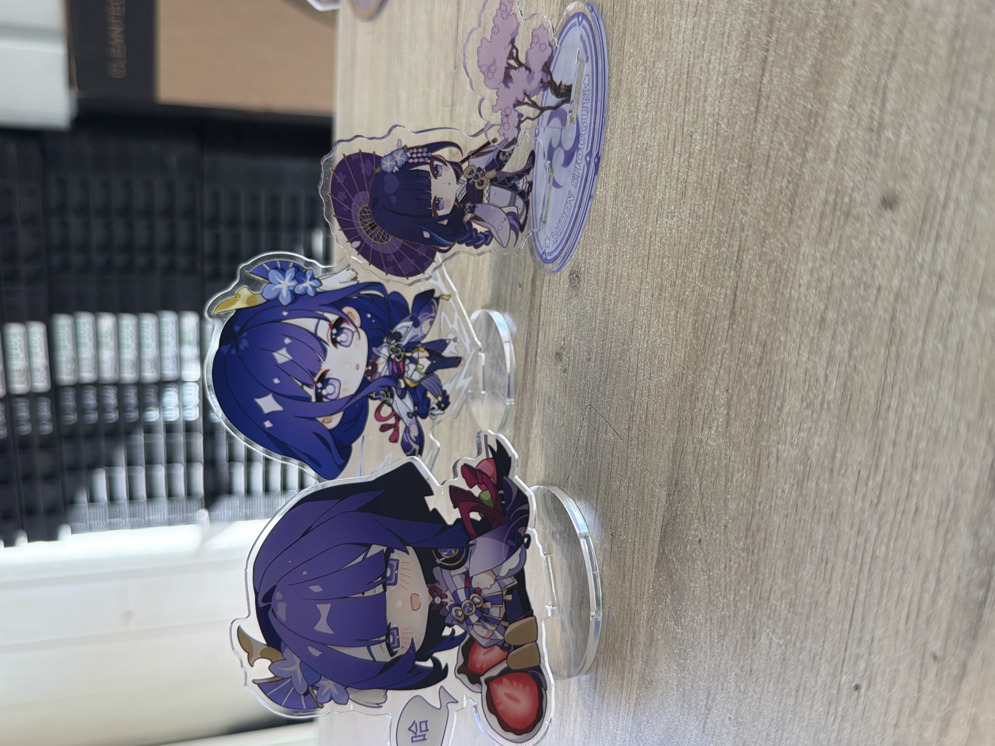 Lot de 3 stands acryliques Raiden Shogun Genshin Impact
