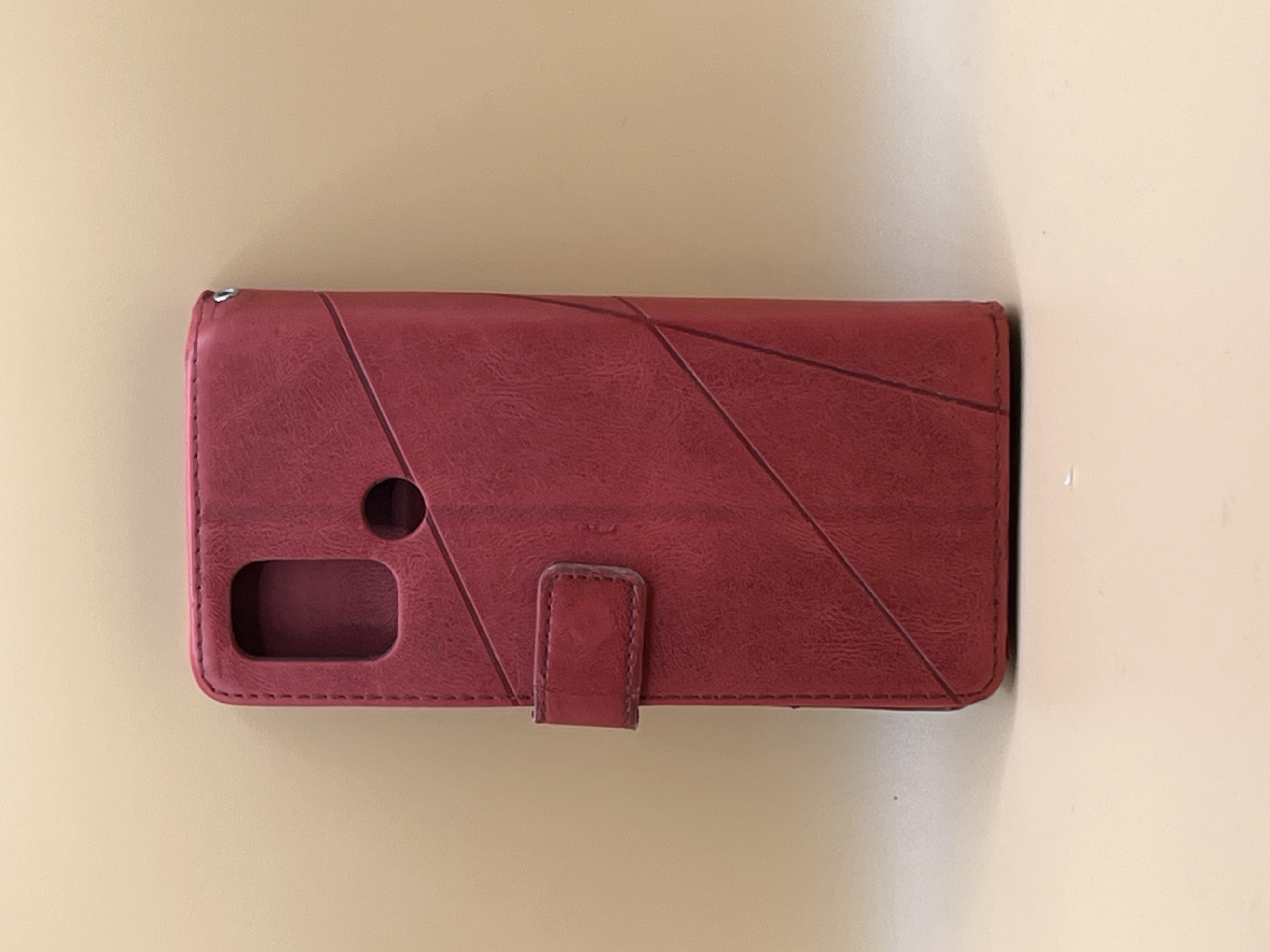 Étui portefeuille pour smartphone - rouge bicolore motif géométrique — photo 2