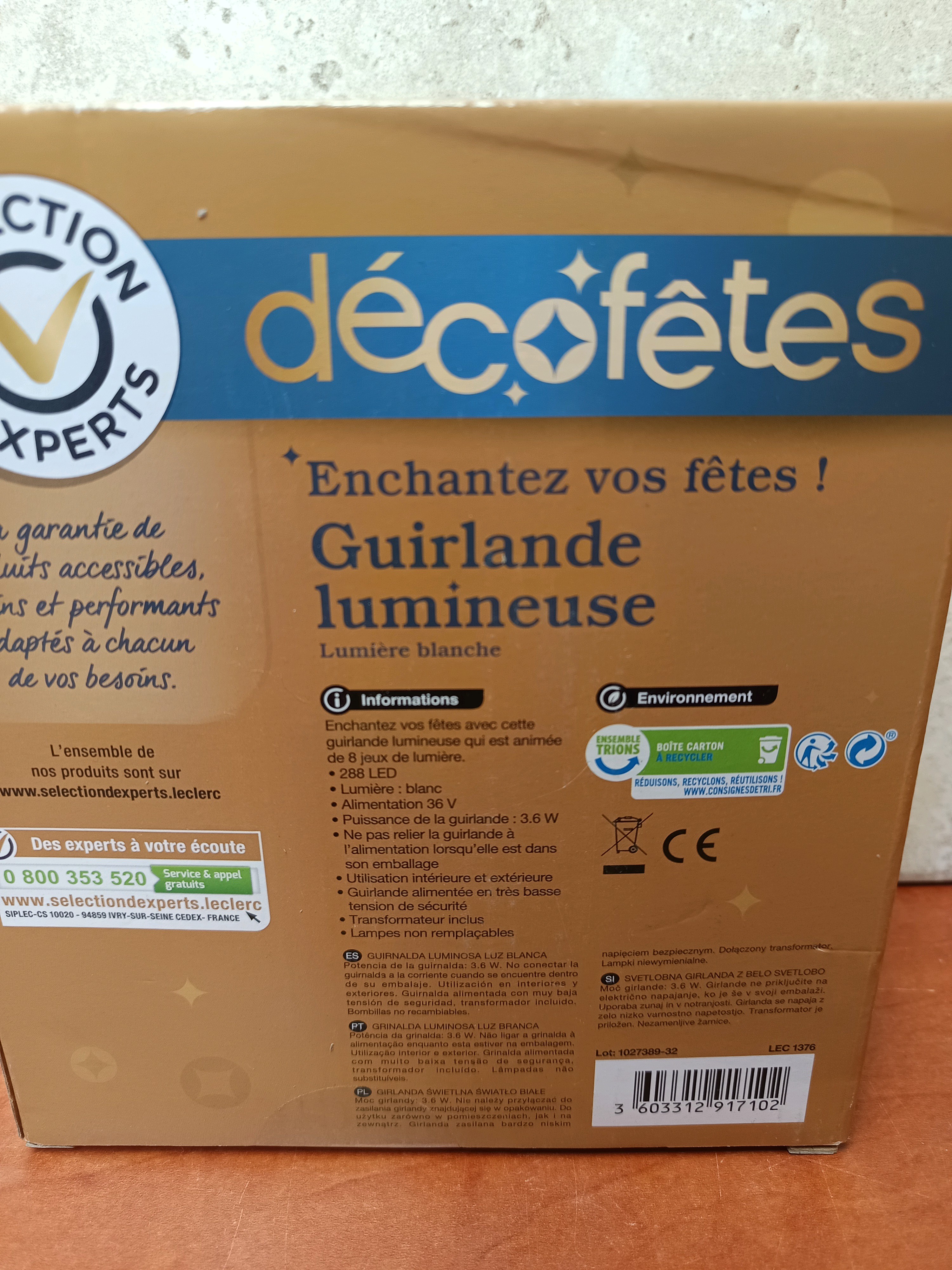Décofêtes Guirlande lumineuse LED blanche 2,4 m, 8 fonctions, extérieur — photo 2
